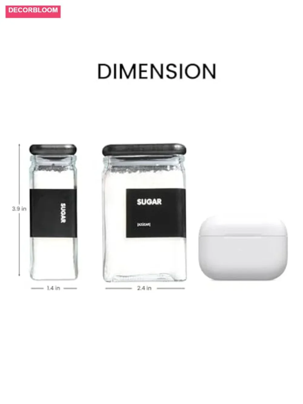 Airtight Glass Canisters with Bamboo Lids, Set of 12, 4oz Storage Jars